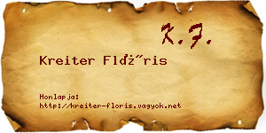 Kreiter Flóris névjegykártya